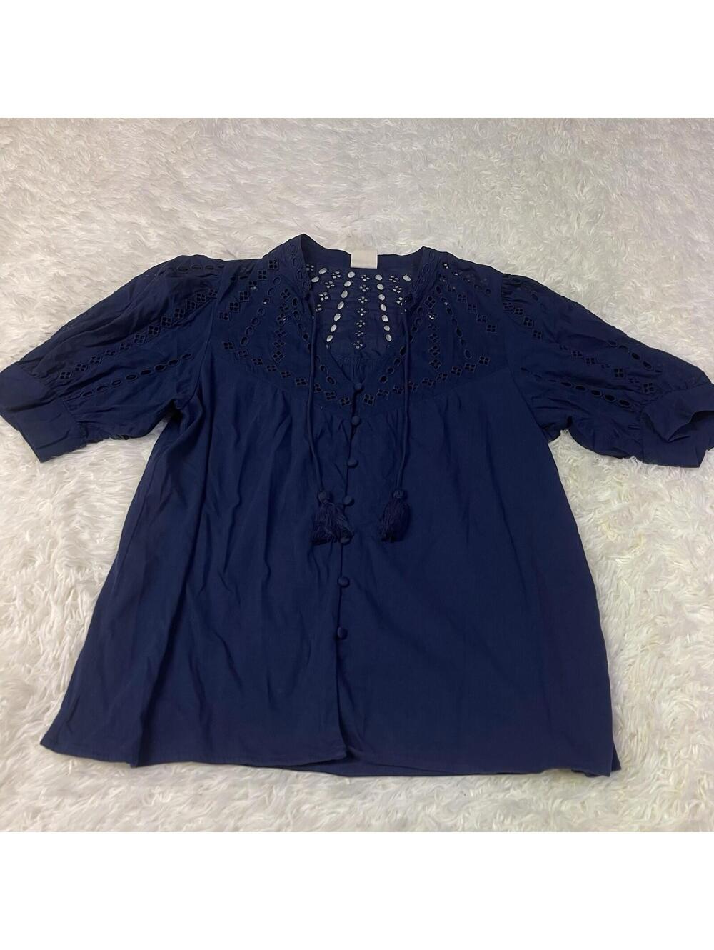 Matilda Jane Good Hart GH Tucson Eyelet Sleeve Top W/Tassels Size Small